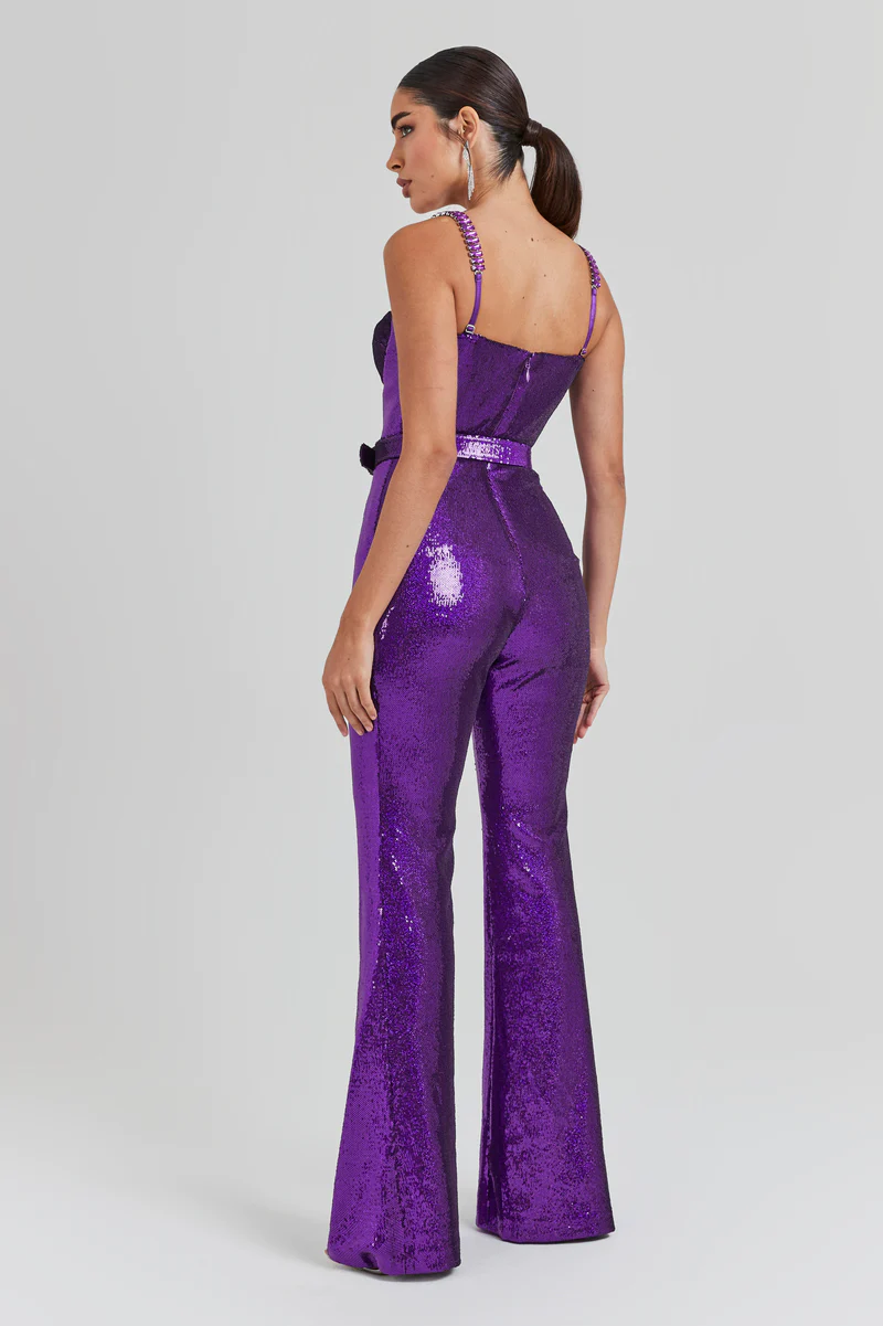 Lola Loka , Sequin Jumpsuit Sleeveless  Purple