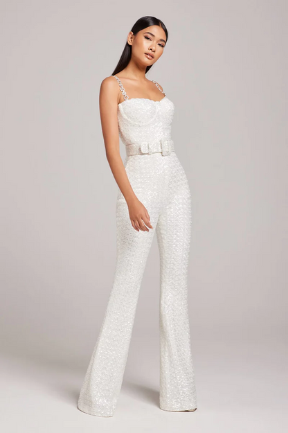 Lola Loka ,  White Sequin Jumpsuit Sleeveless